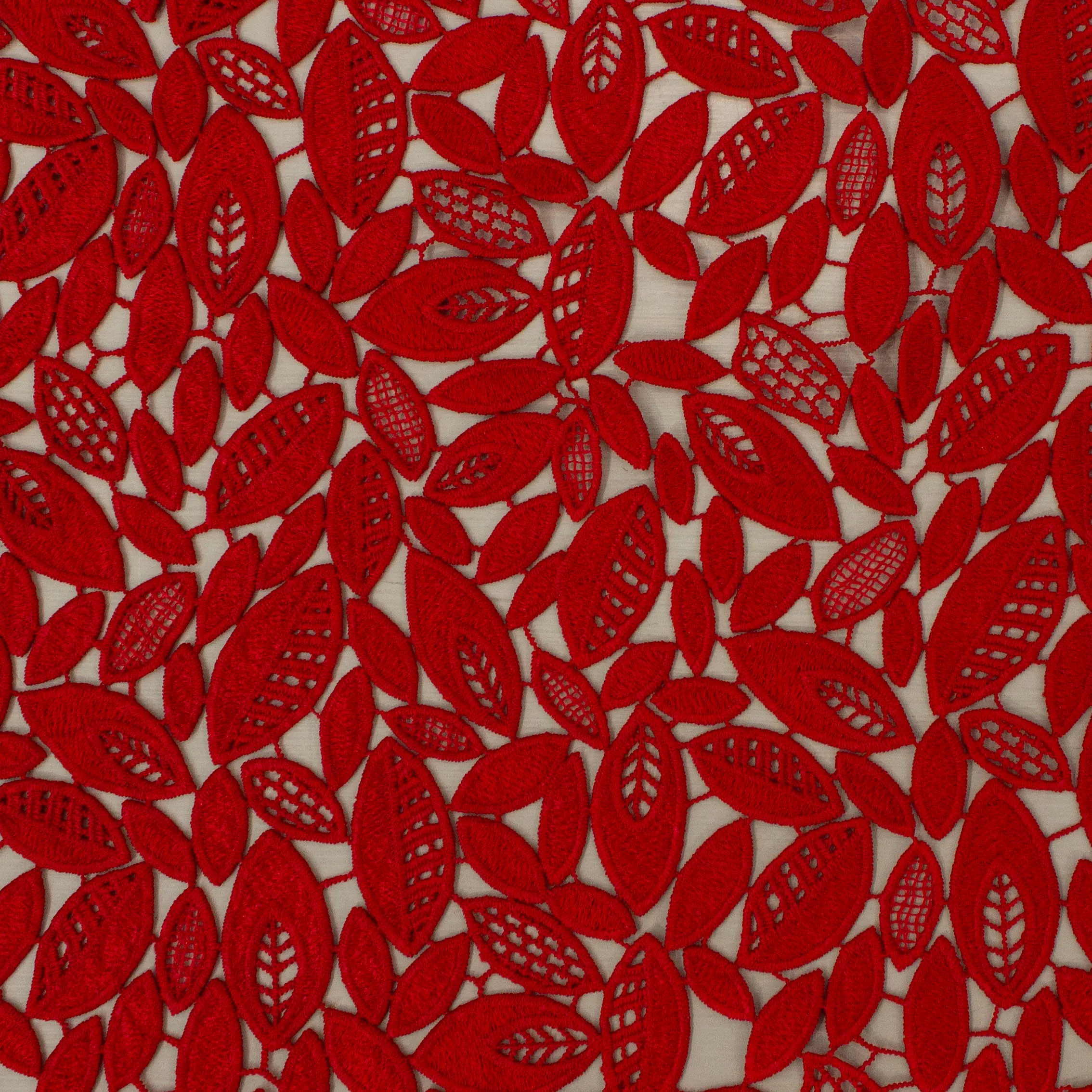 Kant rood met bloemenprint